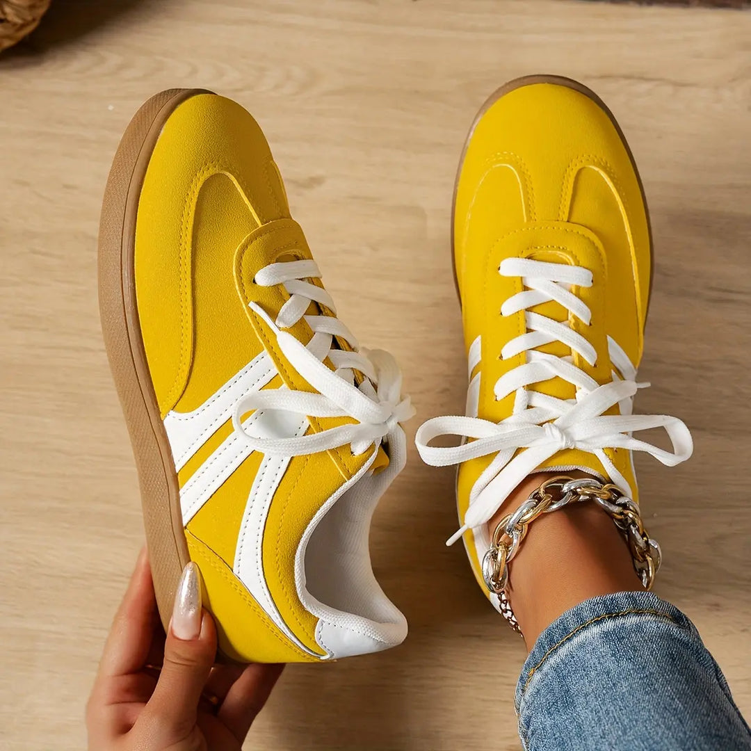 Beige Retro Lace-Up Sneakers Jasmine's Boutique Australia