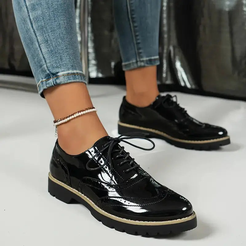 Glossy Black Oxford Brogues Jasmine's Boutique Australia