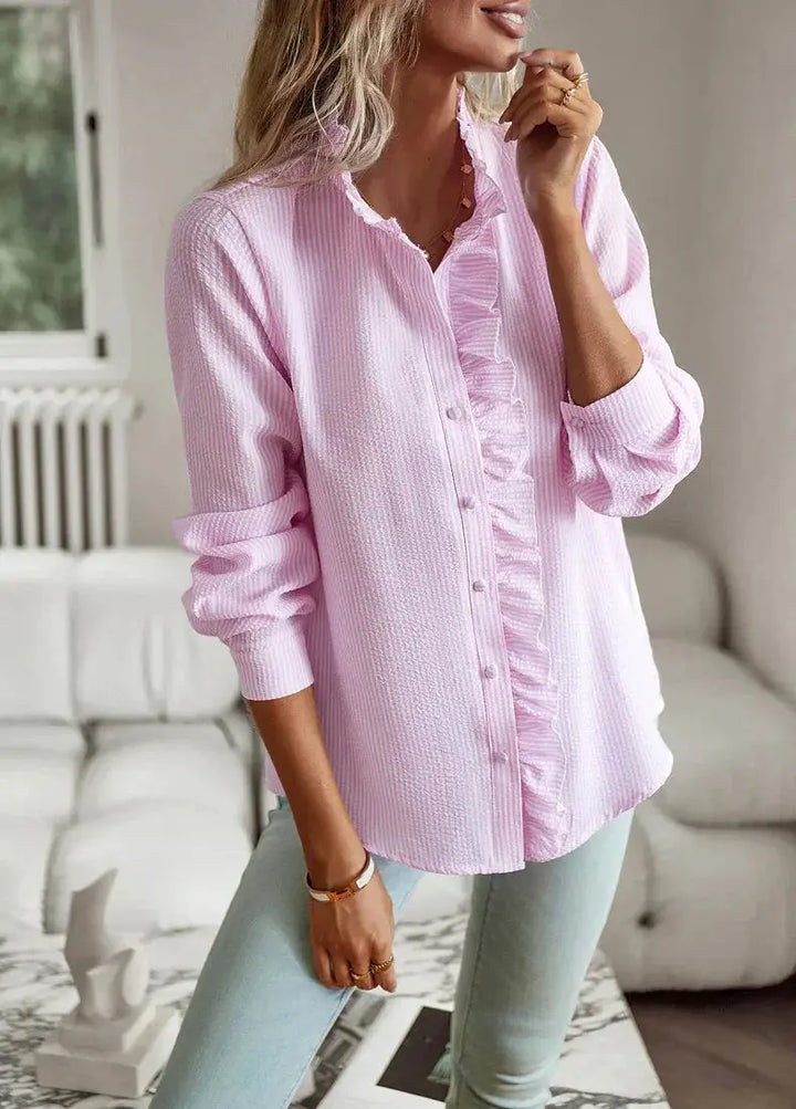 Soft Blush Ruffle Button-Up Blouse Jasmine's Boutique Australia