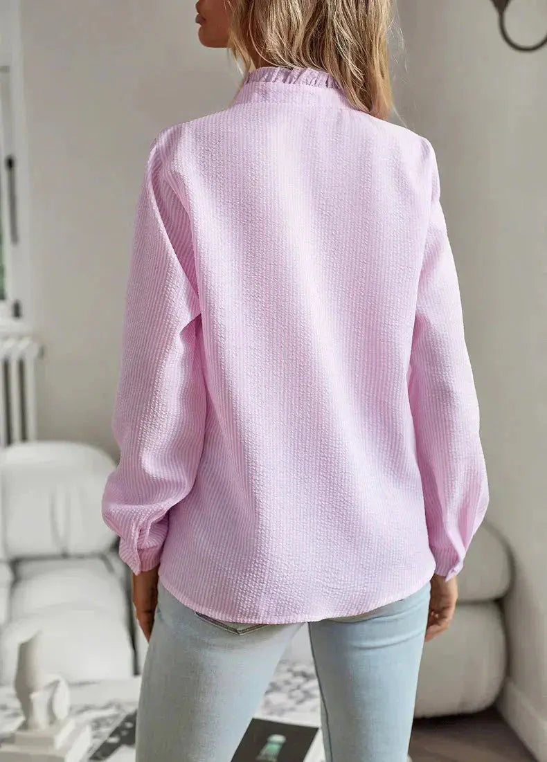 Soft Blush Ruffle Button-Up Blouse Jasmine's Boutique Australia