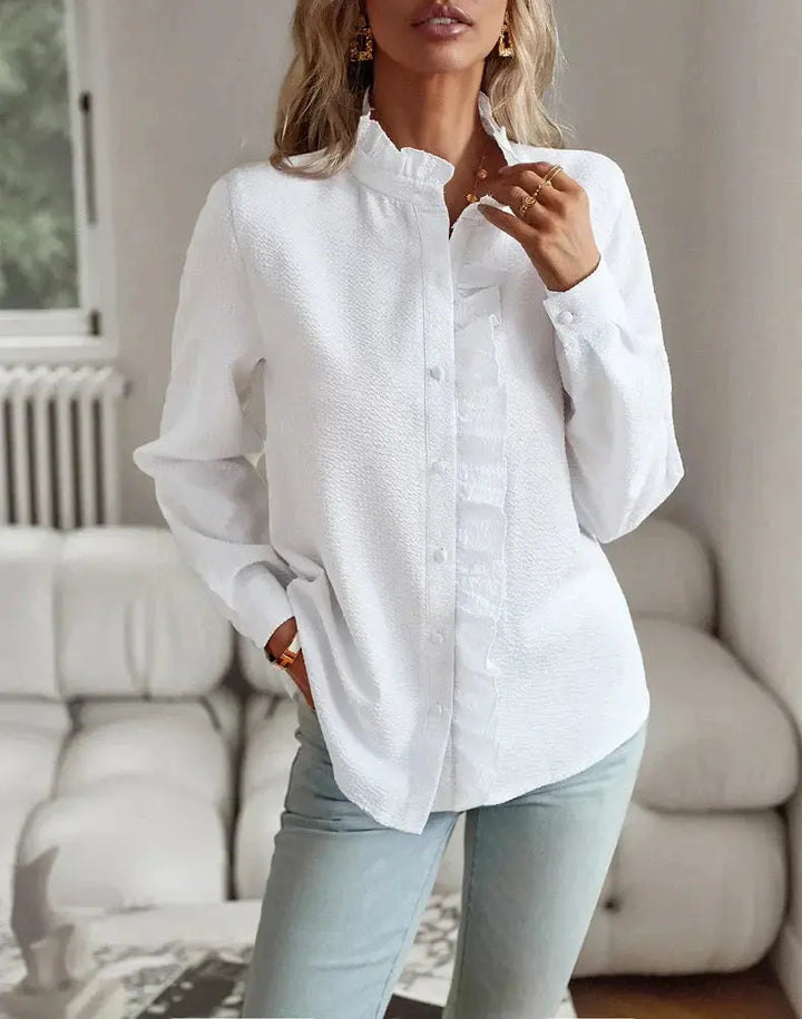 Soft Blush Ruffle Button-Up Blouse Jasmine's Boutique Australia