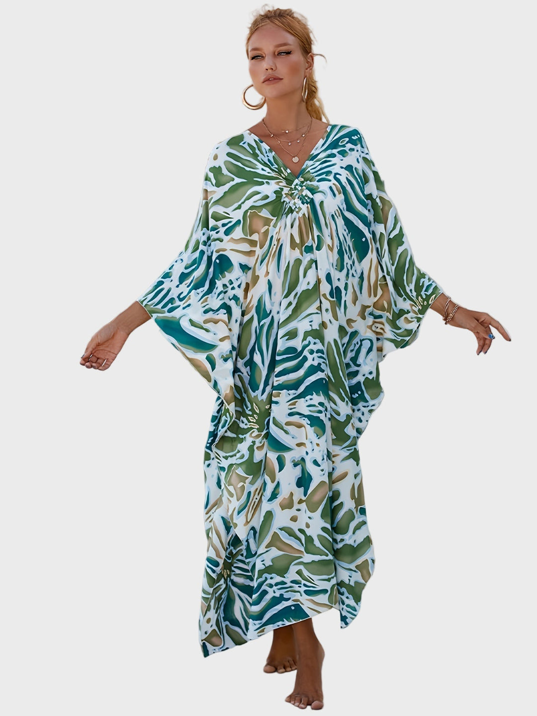 Island Breeze Green Print Kaftan Jasmine's Boutique Australia