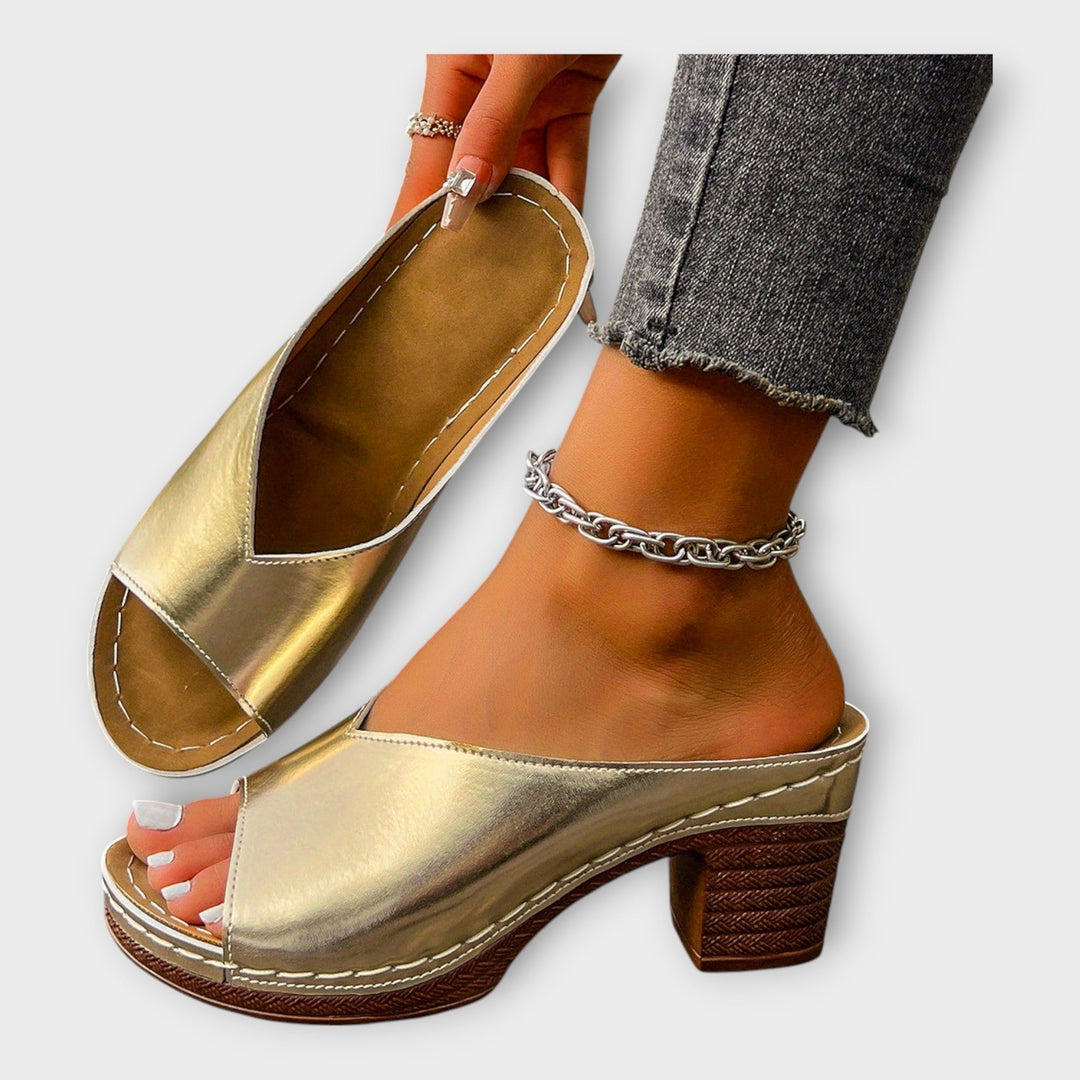 Chunky Heeled Sandals with Open Back Liora Lane Boutique