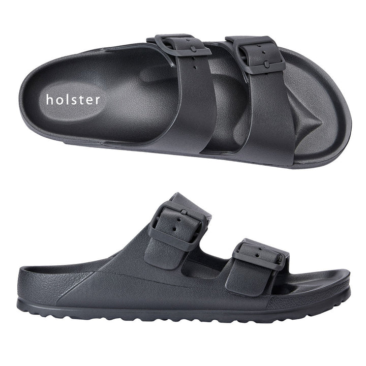 Charcoal Double Buckle Slide Sandals Jasmine's Boutique Australia