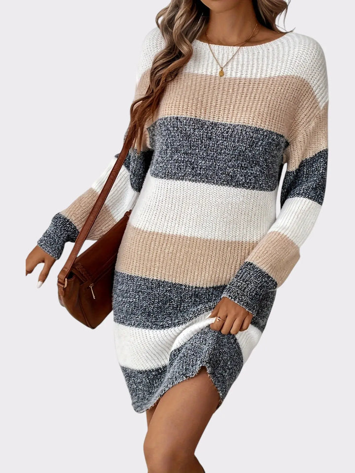 Cozy Stripes Knit Sweater Dress Jasmine's Boutique Australia
