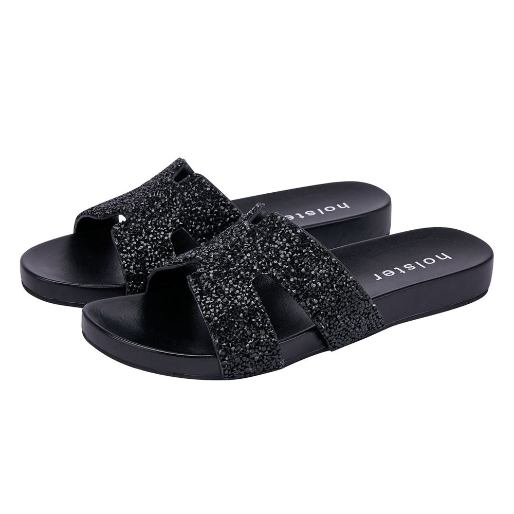 Holster Black Crystal Slide Sandals Jasmine's Boutique Australia