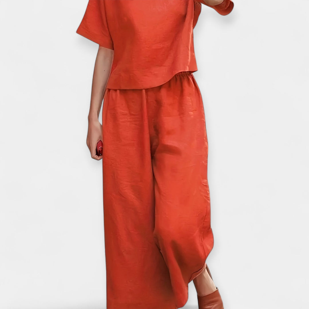 Airy Pants Set with Short-Sleeve Top Jasmine's Boutique Australia