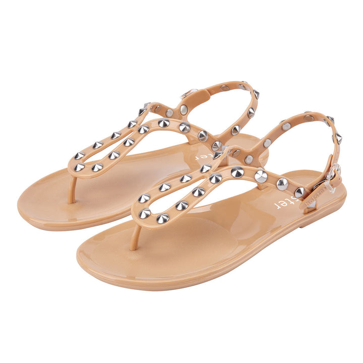 Holster Nude Studded T-Strap Sandals Jasmine's Boutique Australia