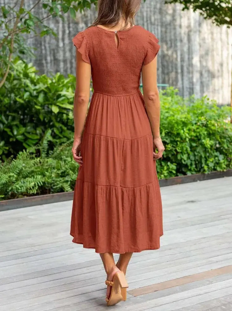 Rustic Charm Tiered Midi Dress Jasmine's Boutique Australia