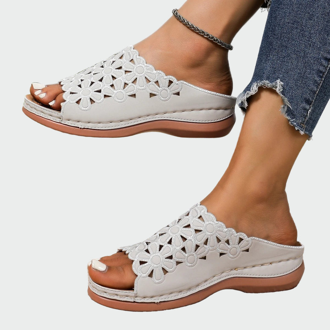 Navy Floral Cutout Sandals Jasmine's Boutique Australia