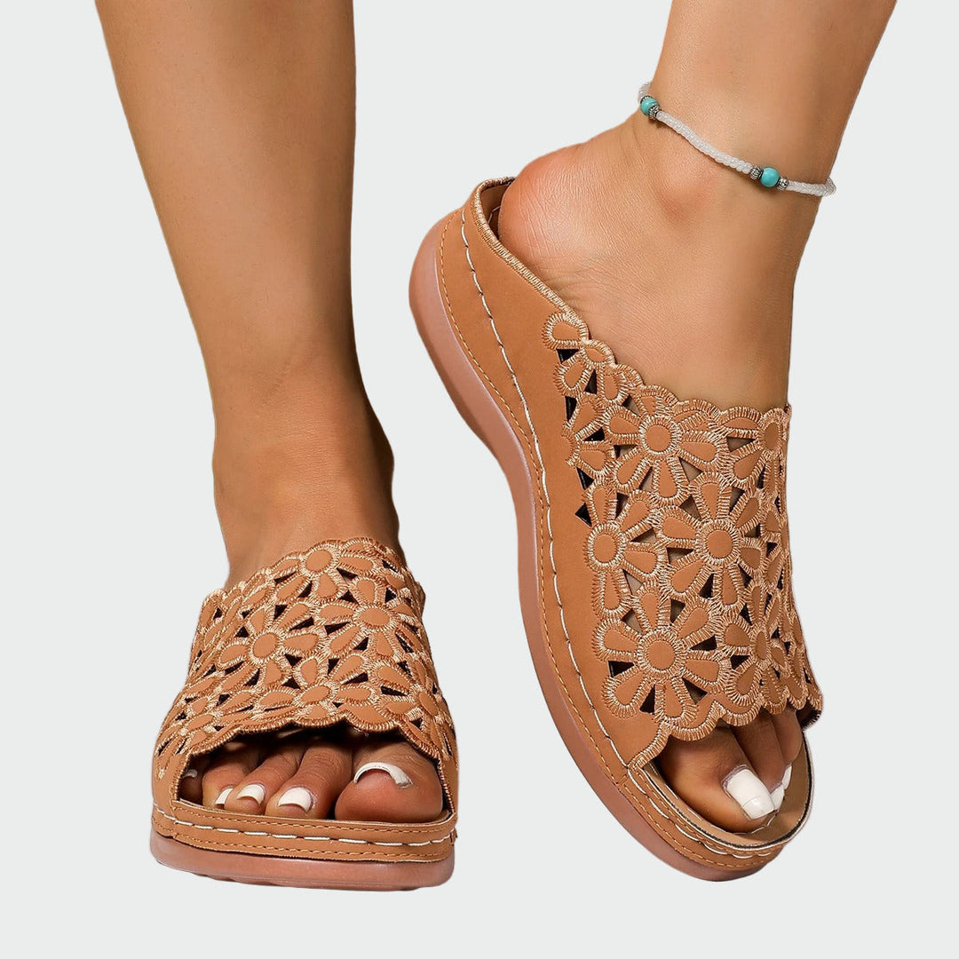 Navy Floral Cutout Sandals Jasmine's Boutique Australia