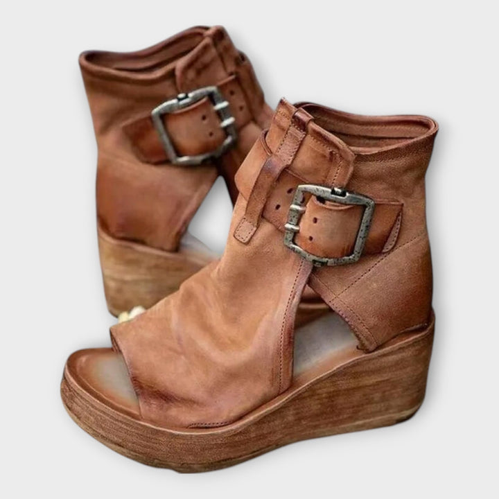 Platform Ankle Boots with Open Toe and Strap Liora Lane Boutique