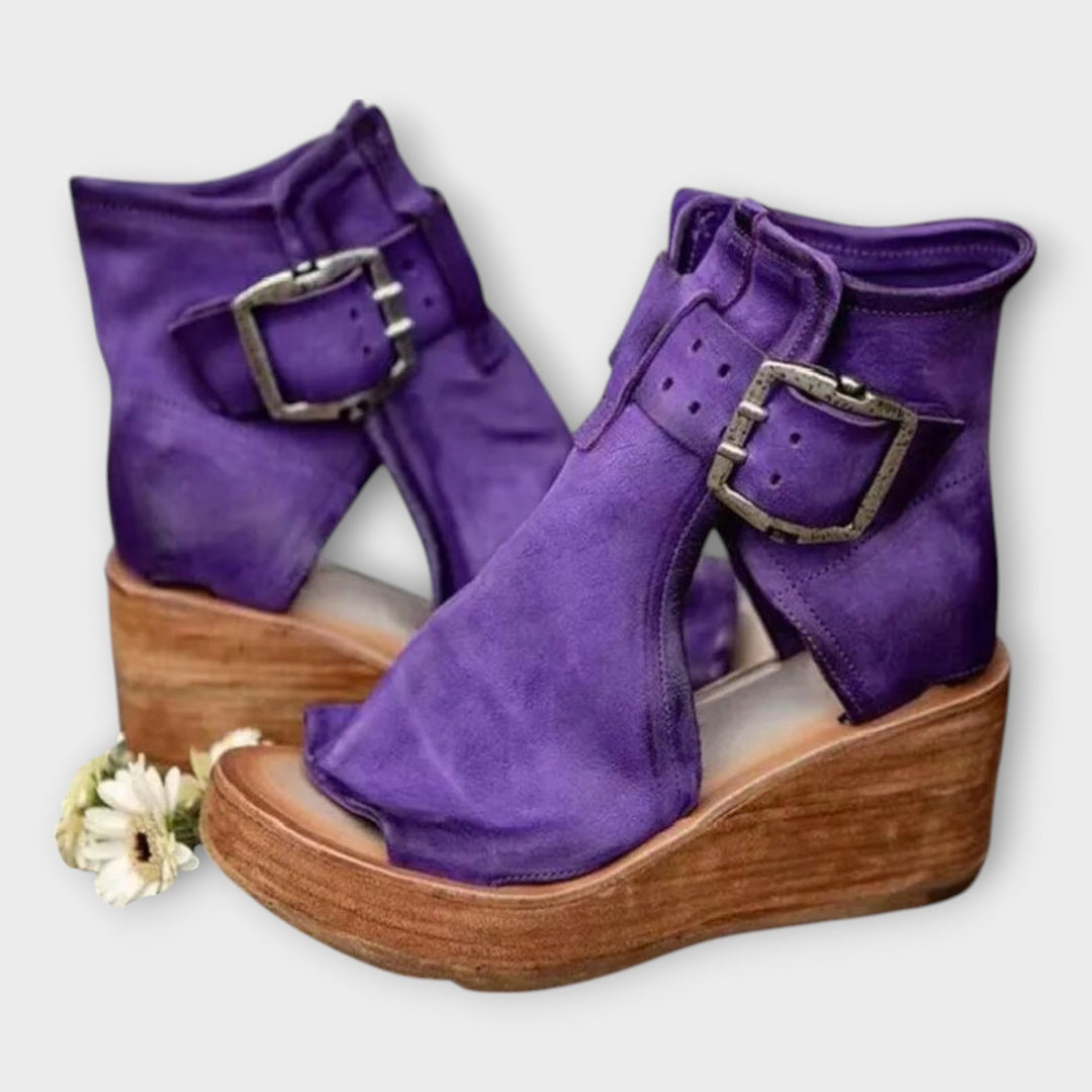Platform Ankle Boots with Open Toe and Strap Liora Lane Boutique