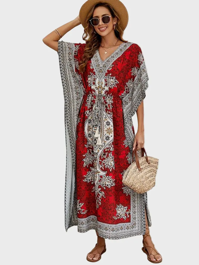Boho Red Kaftan Liora Lane Boutique