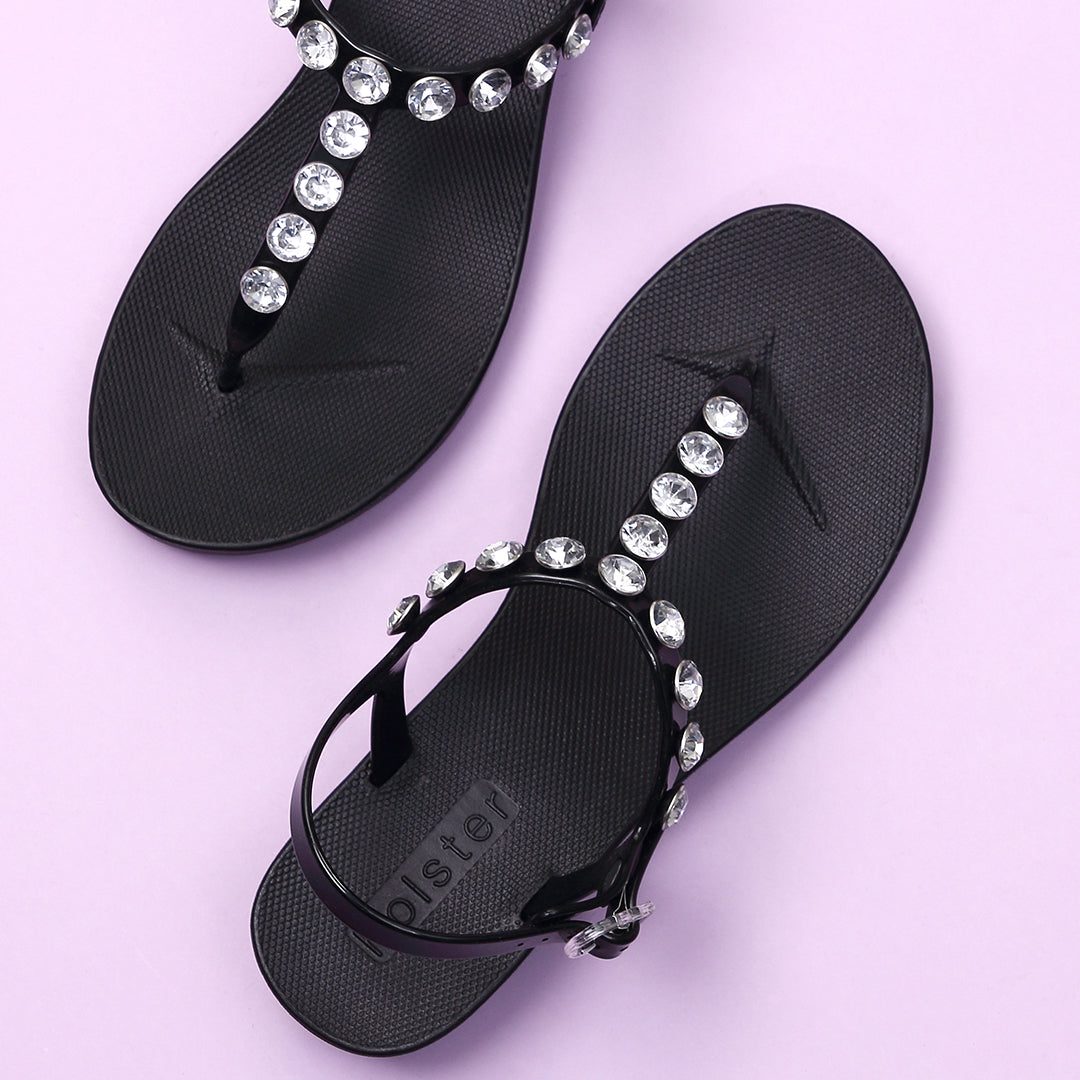 Holster Black Jewel T-Strap Sandals Jasmine's Boutique Australia