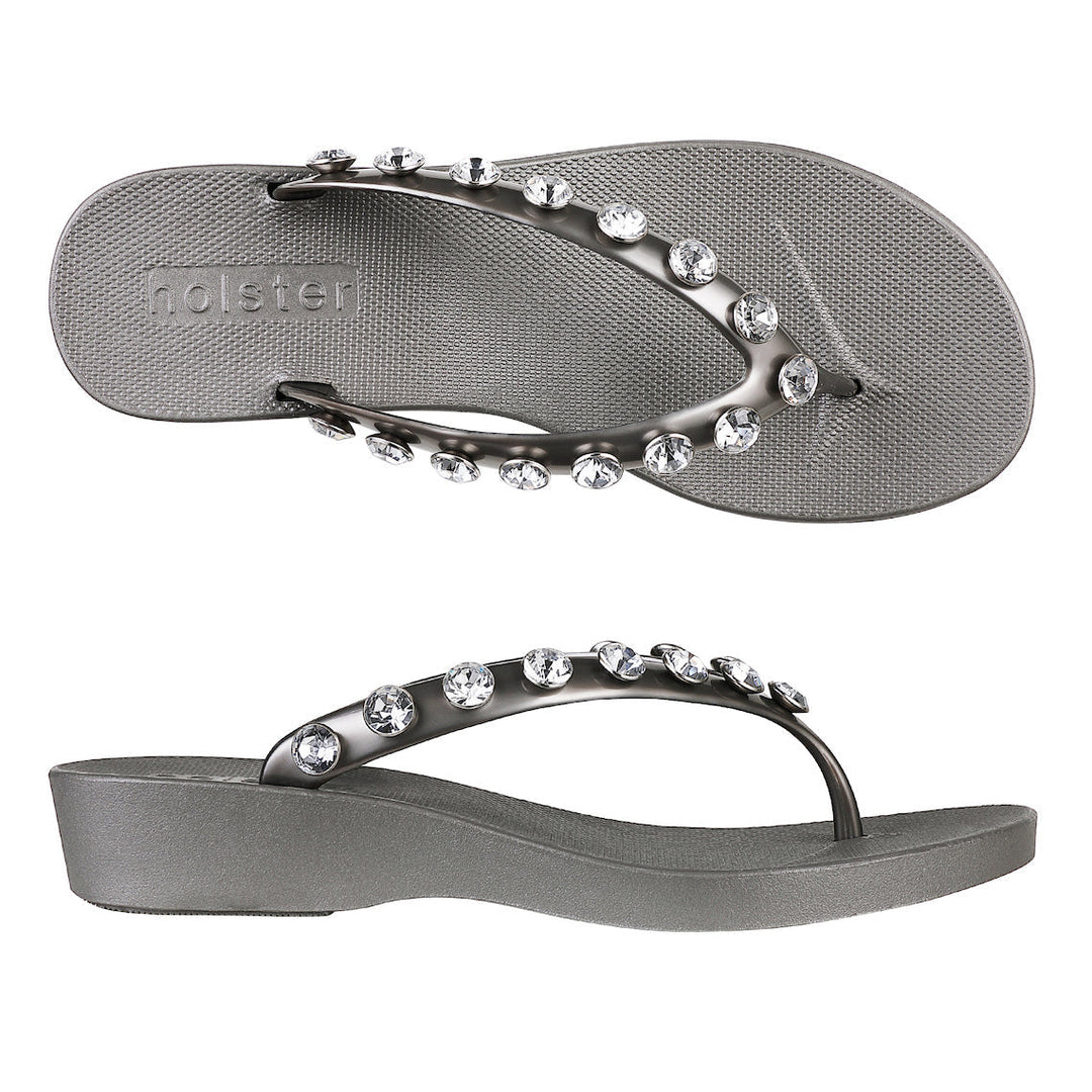 Holster Charcoal Jewel Wedge Sandals Jasmine's Boutique Australia