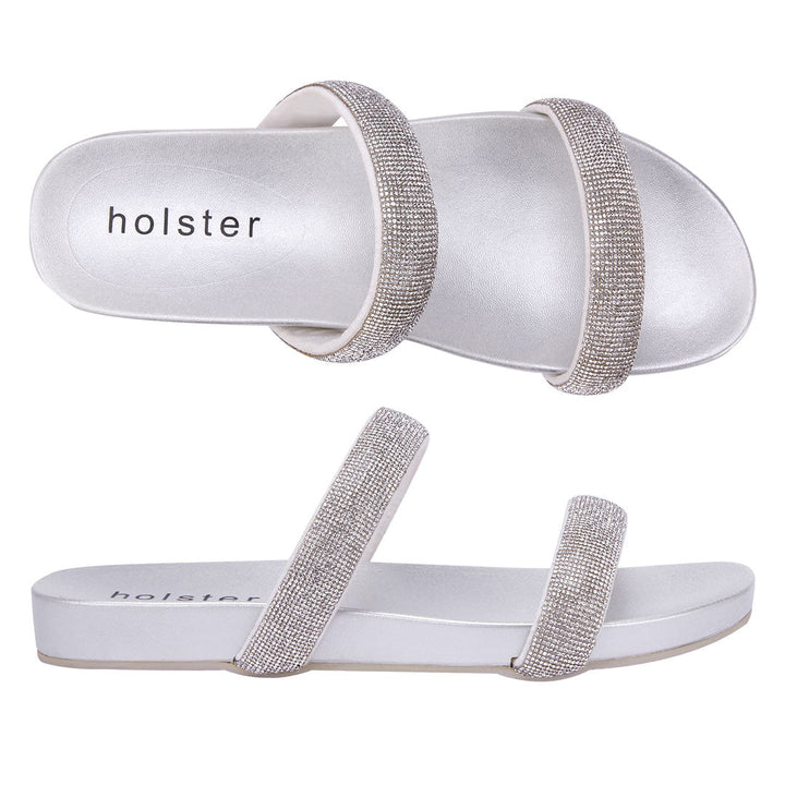 Silver Gleam Slide Sandals Jasmine's Boutique Australia