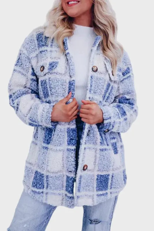 Cozy Plaid Button Coat Jasmine's Boutique Australia