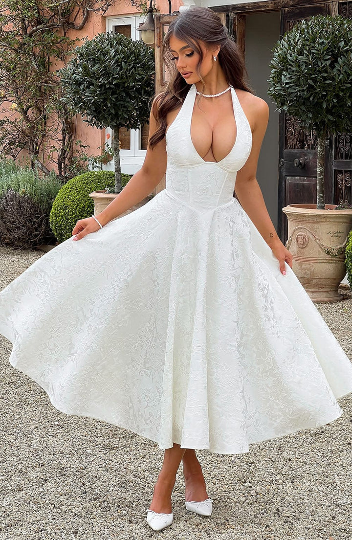 Esmeralda | Halter Sleeveless Midi Dress Liora Lane Boutique