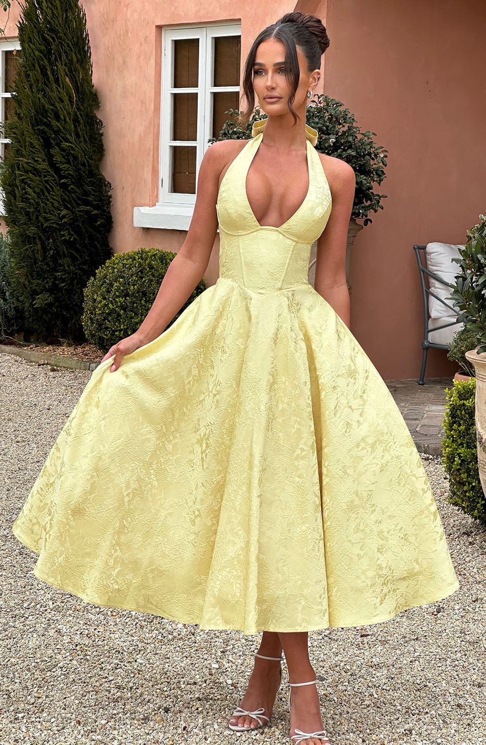 Esmeralda | Halter Sleeveless Midi Dress Liora Lane Boutique