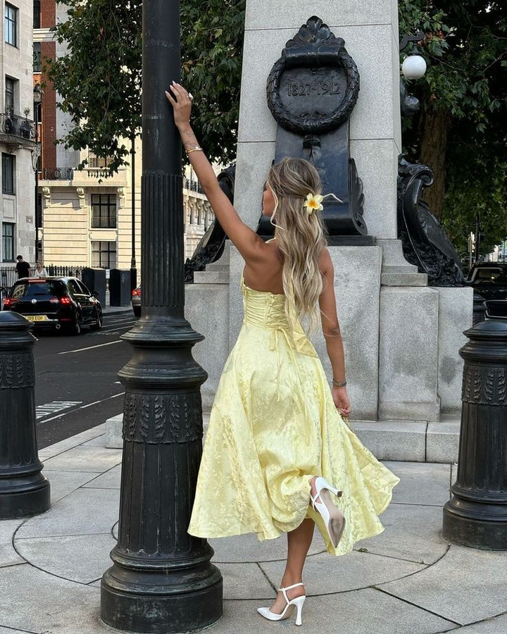 Esmeralda | Halter Sleeveless Midi Dress Liora Lane Boutique