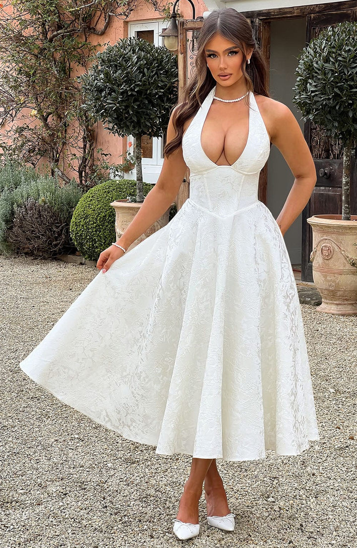 Esmeralda | Halter Sleeveless Midi Dress Liora Lane Boutique