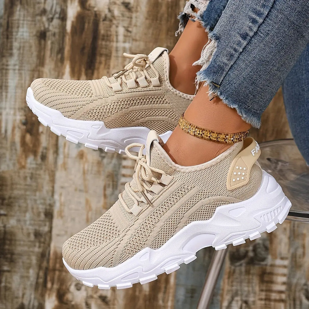 Beige Breathable Knit Sneakers Jasmine's Boutique Australia