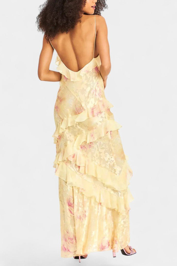 Fawn | Floral Ruffle Maxi Dress Liora Lane Boutique