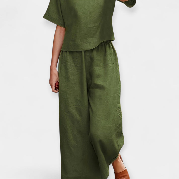 Airy Pants Set with Short-Sleeve Top Jasmine's Boutique Australia