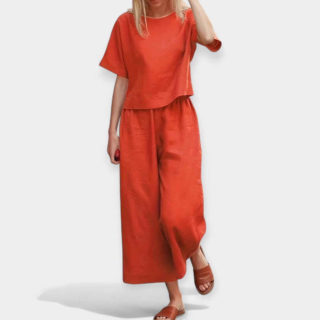 Airy Pants Set with Short-Sleeve Top Jasmine's Boutique Australia