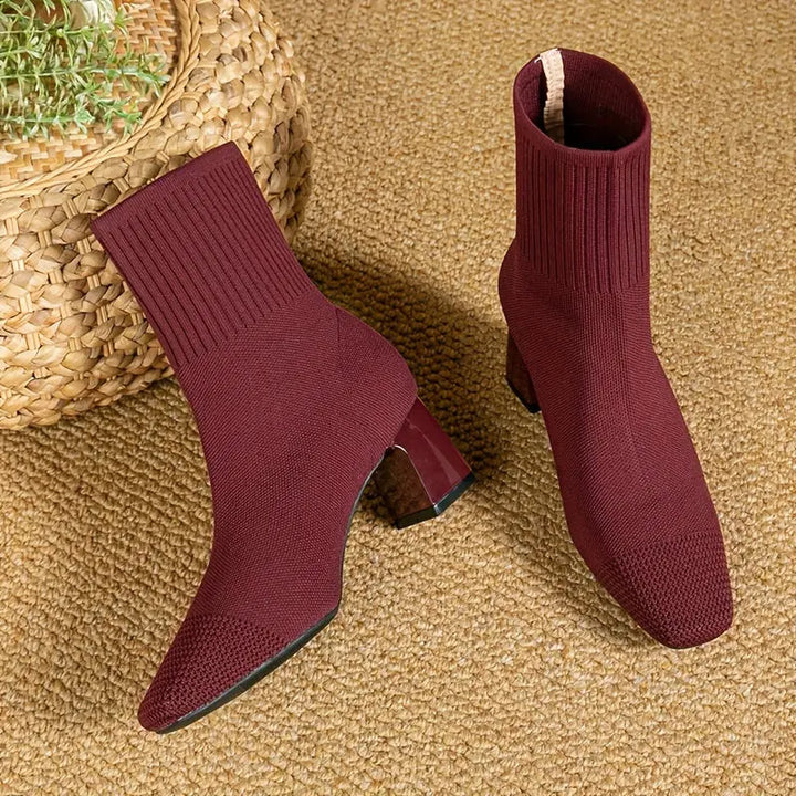 Midnight Knit Block Heel Boots Jasmine's Boutique Australia