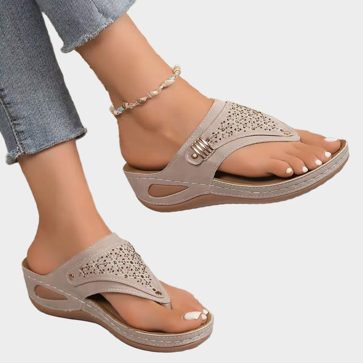 Beige Blossom Comfort Sandals Jasmine's Boutique Australia