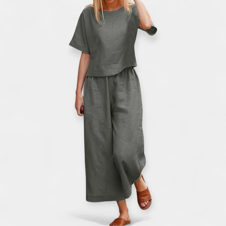 Airy Pants Set with Short-Sleeve Top Jasmine's Boutique Australia