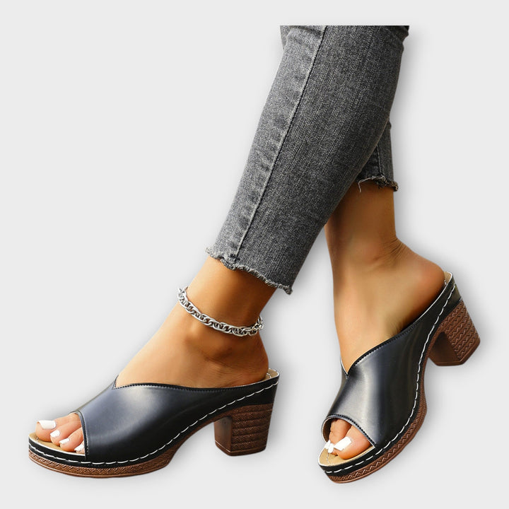 Chunky Heeled Sandals with Open Back Liora Lane Boutique