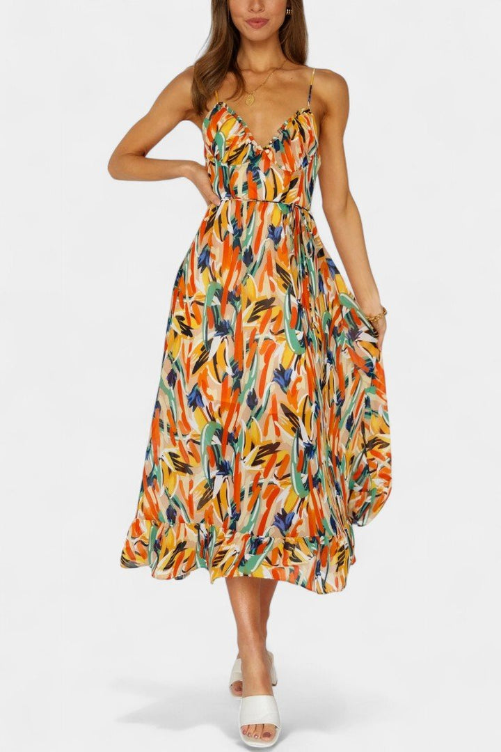 Fiona | Vibrant Print Midi Dress Liora Lane Boutique