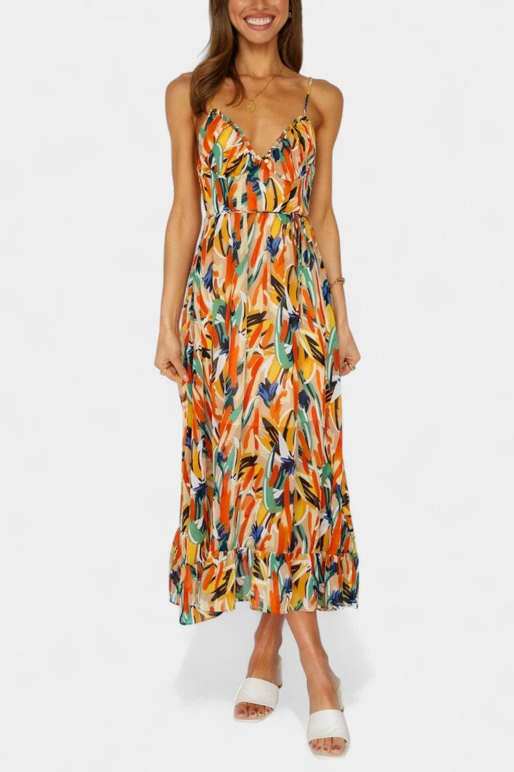 Fiona | Vibrant Print Midi Dress Liora Lane Boutique