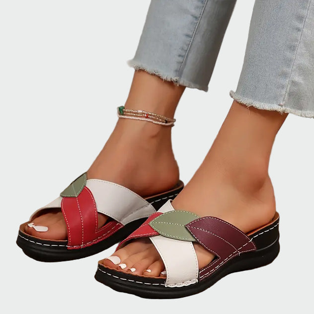 Leaf Accent Slip-On Sandals Jasmine's Boutique Australia
