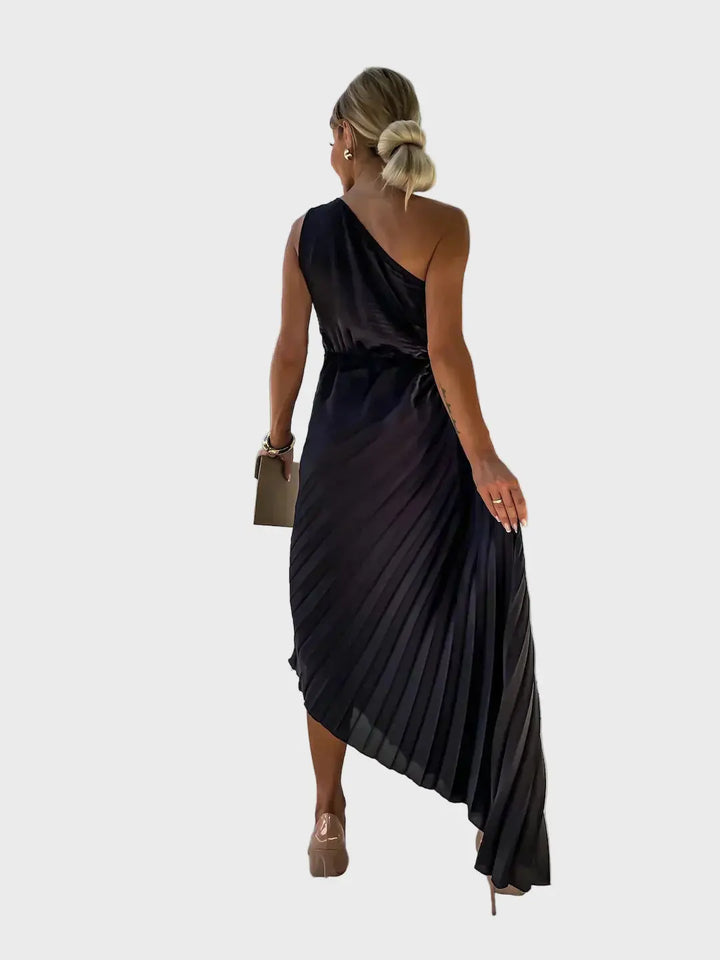 Scarlet Bloom One-Shoulder Pleated Dress Jasmine's Boutique Australia