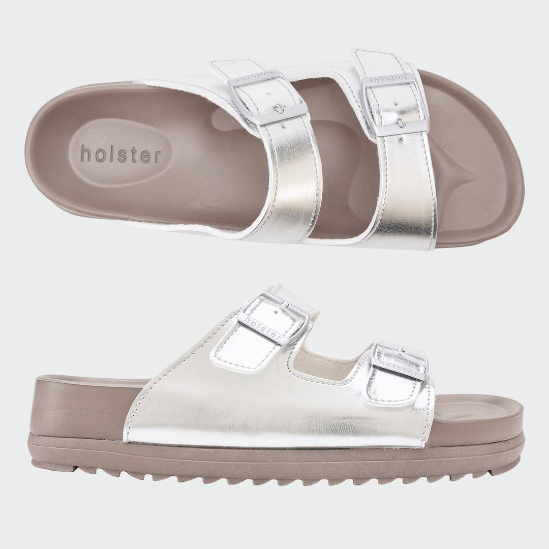 Silver Double Strap Comfort Sandals Jasmine's Boutique Australia