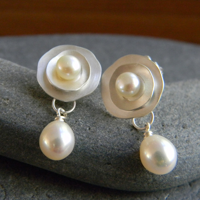 Vintage Pearl Silver Earrings Jasmine's Boutique Australia