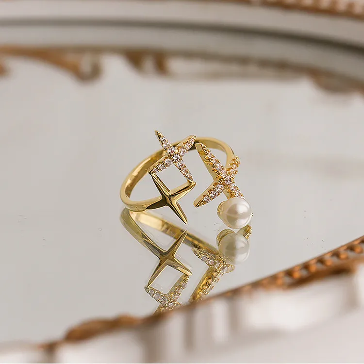 Golden Star Pearl Ring Jasmine's Boutique Australia