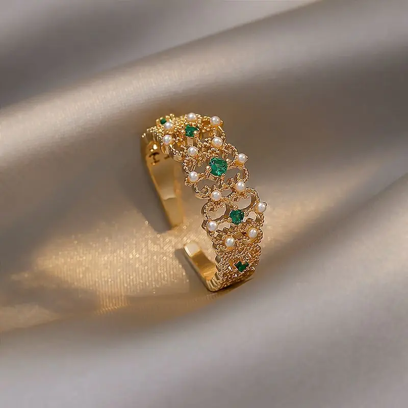 Elegant Pearl Green Crystal Ring Jasmine's Boutique Australia