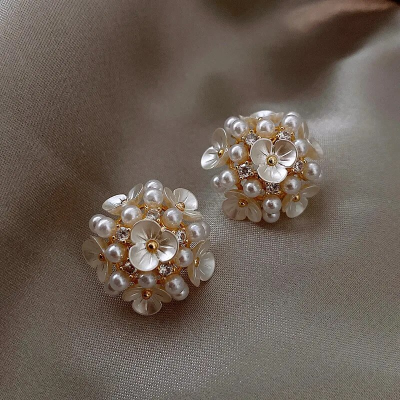 Elegant Pearl Flower Earrings Jasmine's Boutique Australia