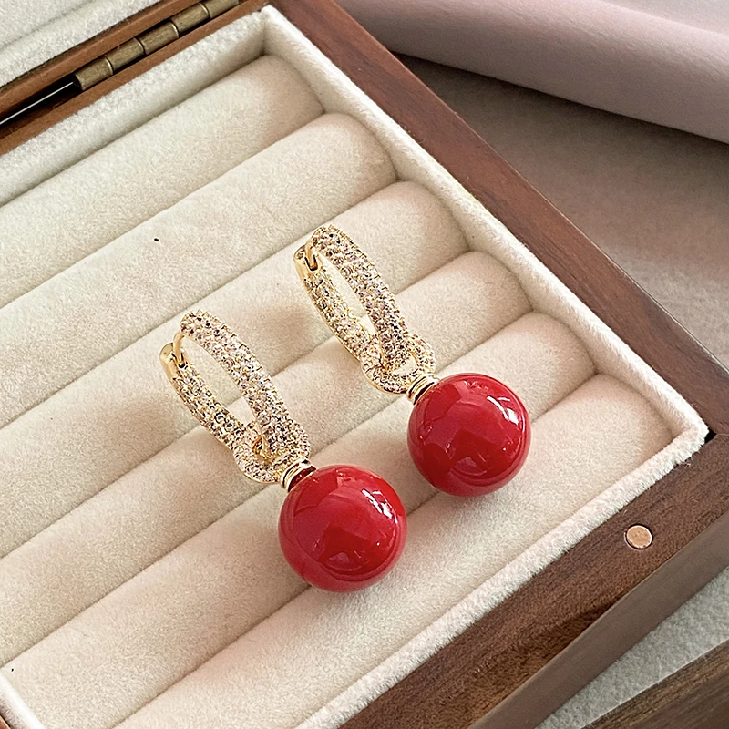 Red Pearl Elegant Earrings Jasmine's Boutique Australia