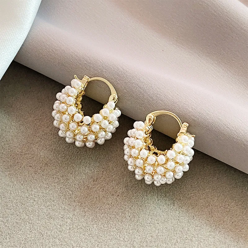 Elegant Inlaid Basket Pearl Earrings Jasmine's Boutique Australia