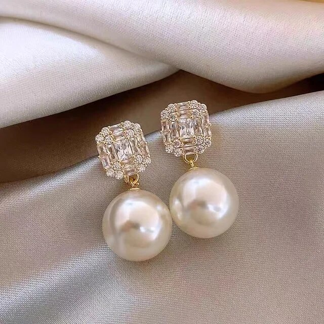 Elegant Cubic Zirconia Pearl Earrings Jasmine's Boutique Australia