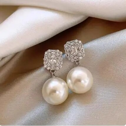Elegant Bright Crystal Pearl Earrings Jasmine's Boutique Australia