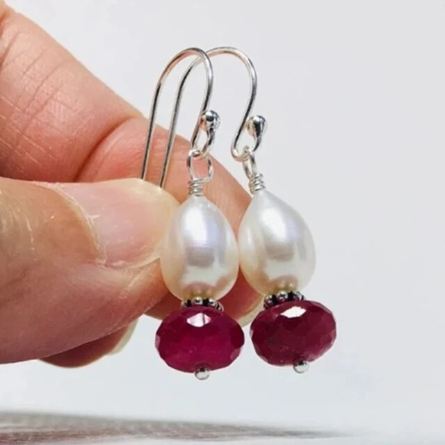 Vintage Red Crystal Pearl Earrings Jasmine's Boutique Australia