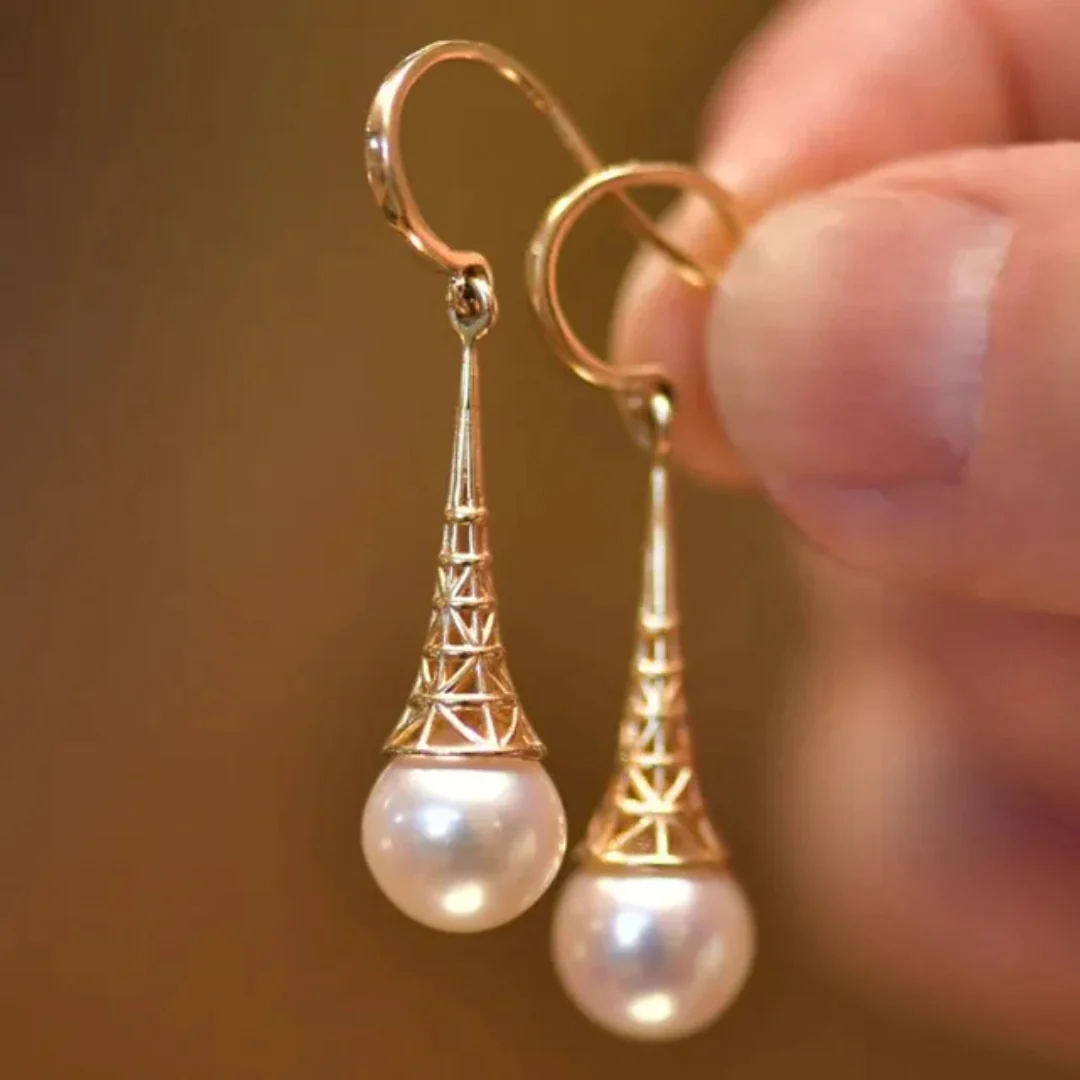 Vintage Gold & Pearl Dangling Earrings Jasmine's Boutique Australia