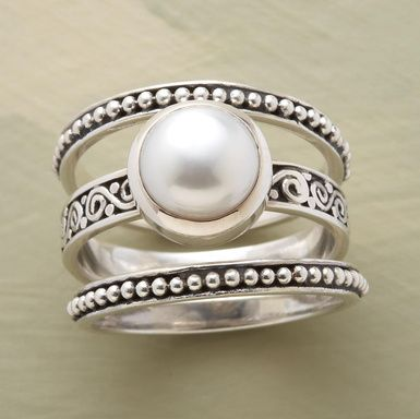 Vintage Layered Silver Pearl Ring Jasmine's Boutique Australia
